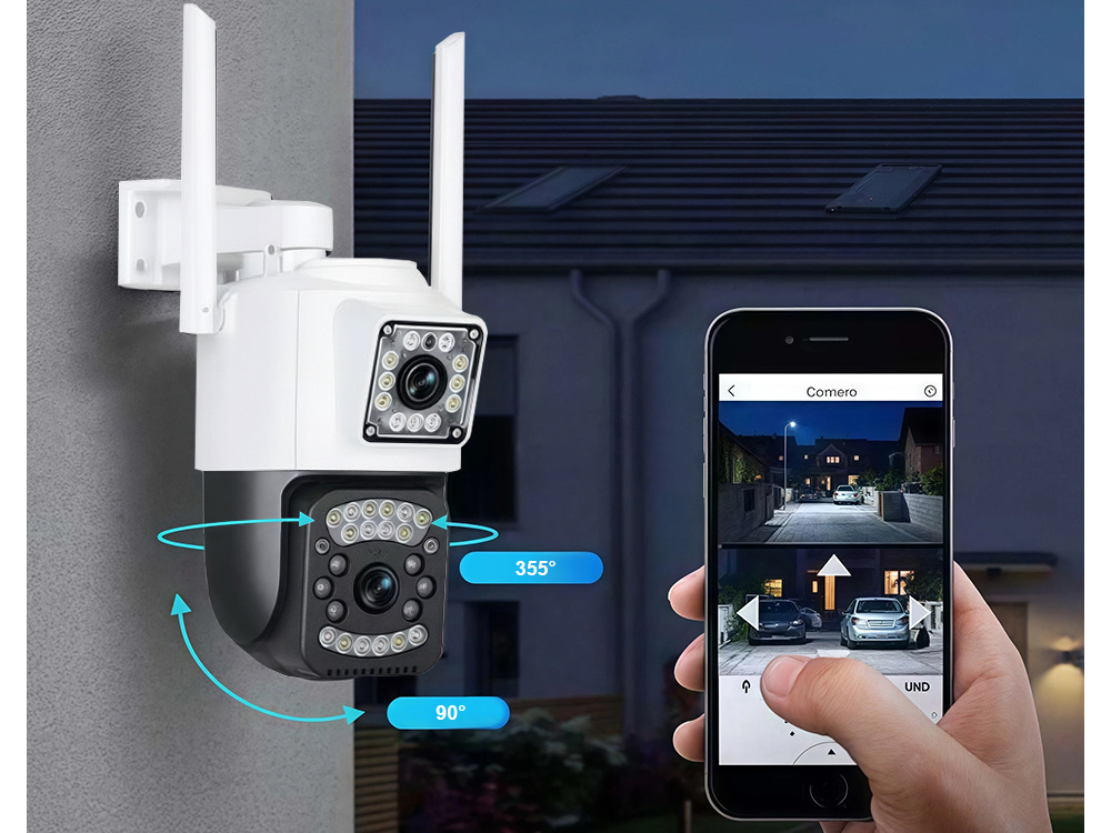 inovatívna dvojitá WiFi kamera - vonkajšia otočná kamera